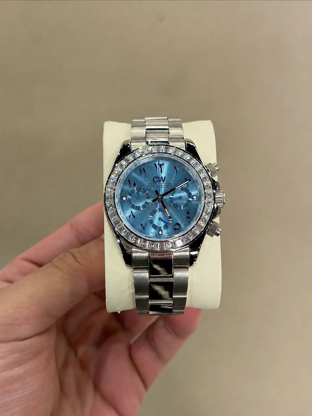 Platinum Arabic Tiffany Blue Dial