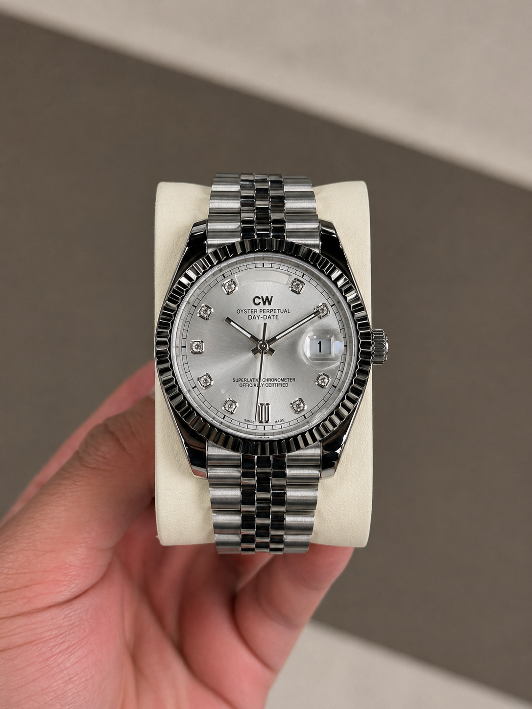 Pearl White Silver Dial