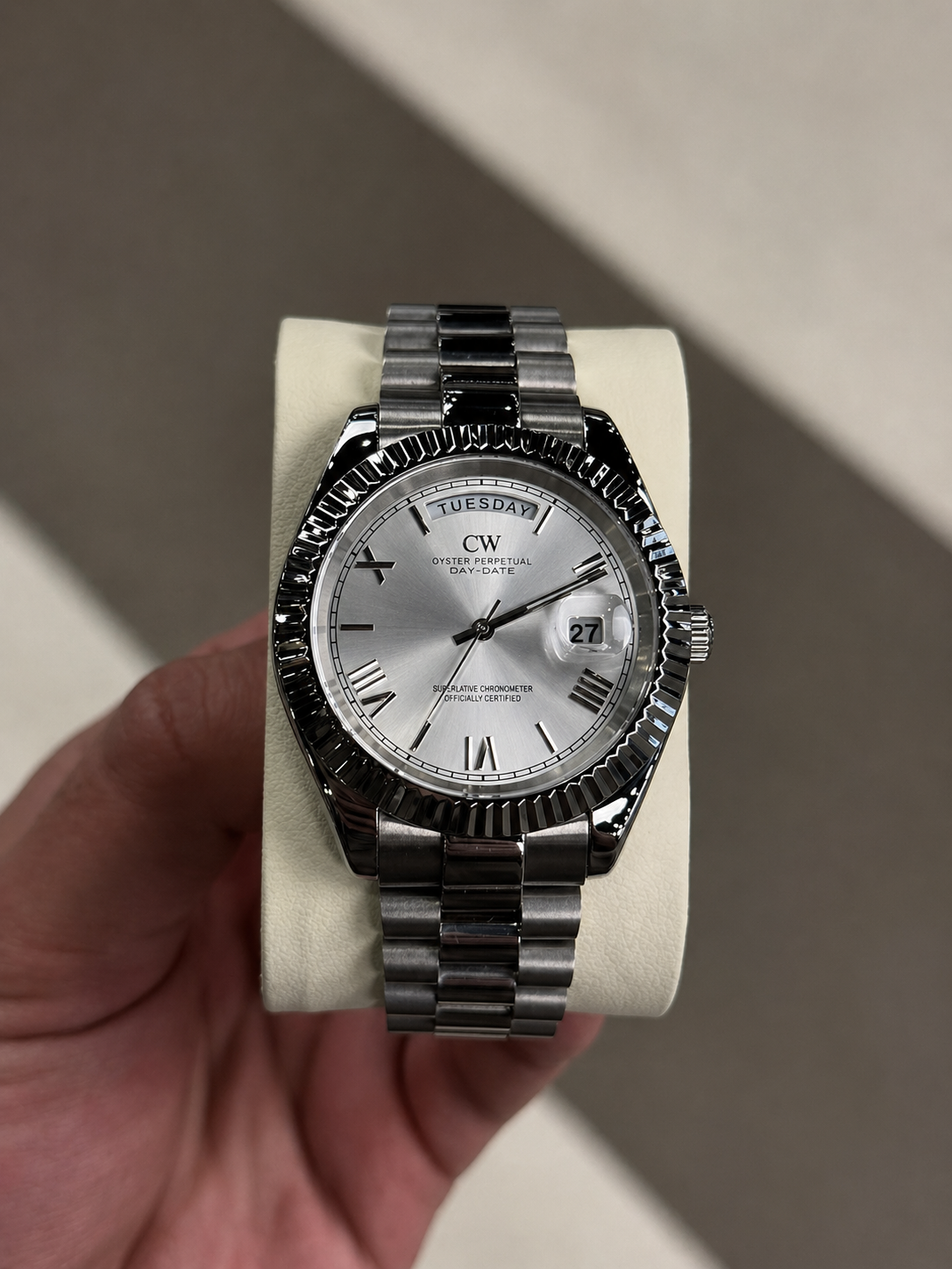 Platinum Roman numeral dial